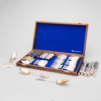 A 48-pcs set of silver cutlery with seashell decoration, Finnish hallmarks, Turku and Hämeenlinna 1956-1983.