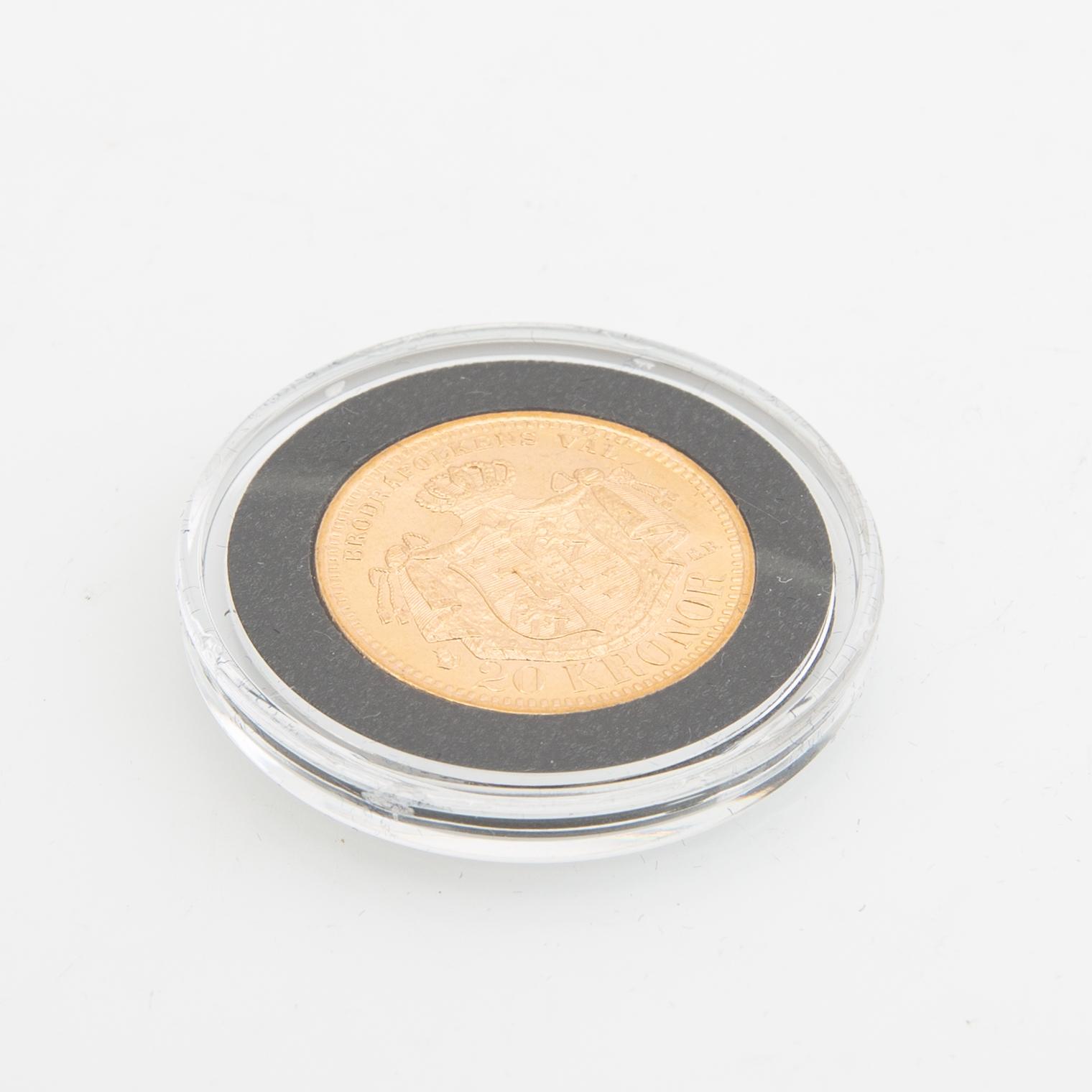 Guldmynt Sverige, Oscar II 20 kr, 1900.