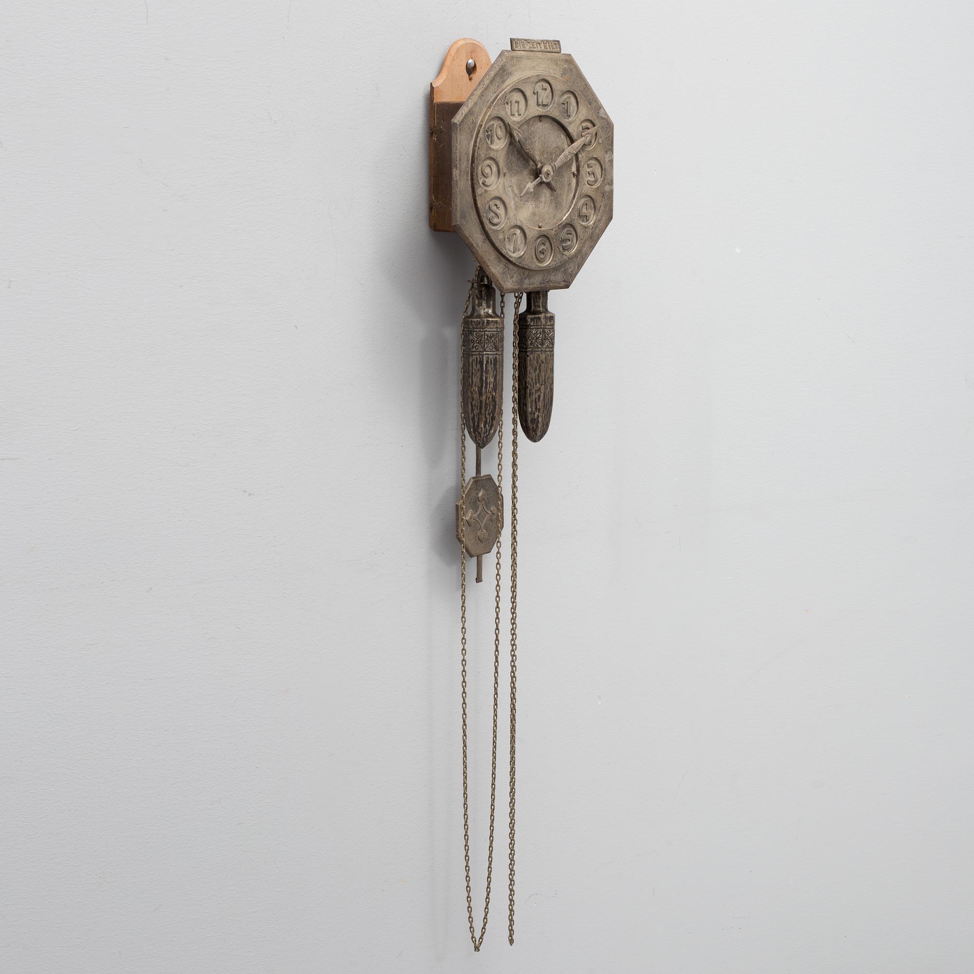 A wallclock, Germany or Austria, art noveau, first quarter of the 20th century.