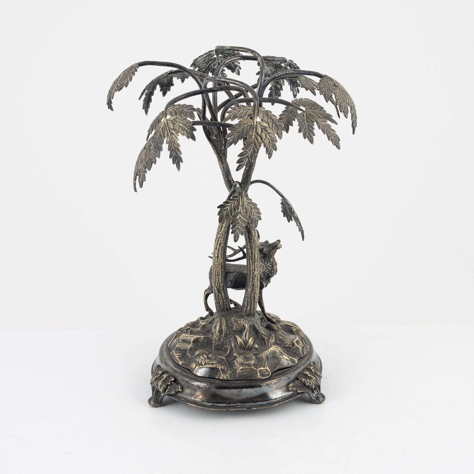 A silver plated and glass centrepiece, Henninger, Germany, late 19th Century.