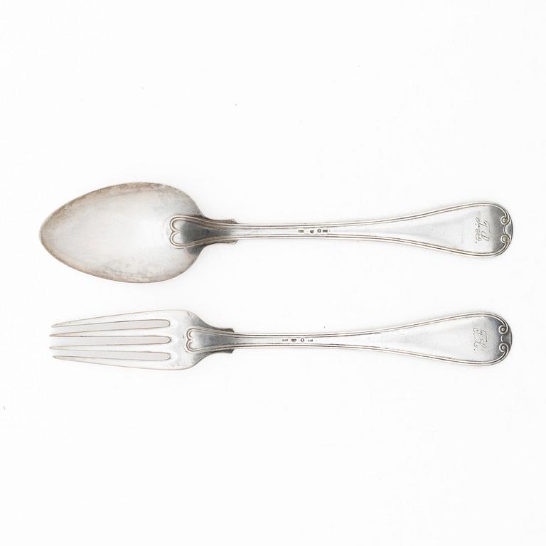 Bestick, 23 st, silver, "Fransk Lilja", C.G.Hallberg, Stockholm, 1901.