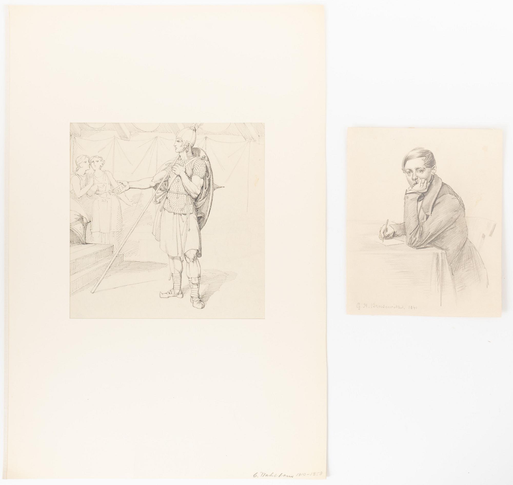Carl Wahlbom & Gustaf Brusewitz, attributed, pencil and ink drawings, 2.