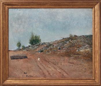 Carl Fredrik Hill, "Väg med sittande hund, Fontainebleau".