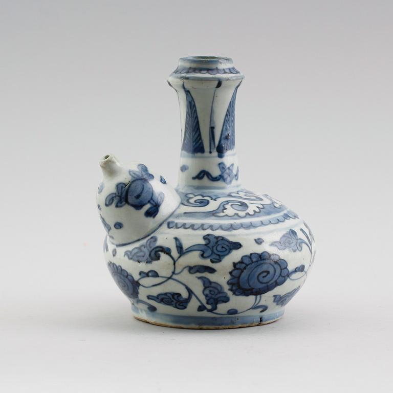 A blue and white kendi, Ming dynasty, Wanli (1573-1619).