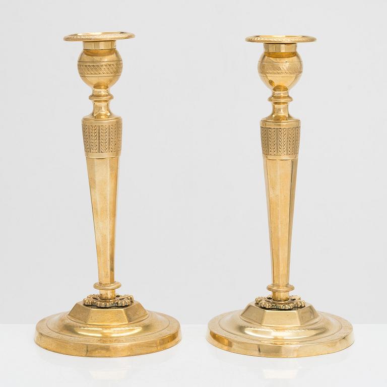 A pair of candlesticks, Directoire, France, turn of the 18th century.