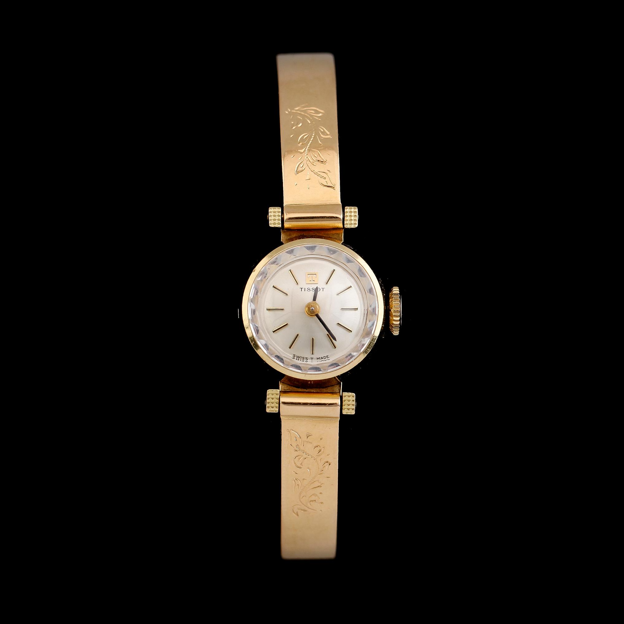ARMBANDSUR, 18K guld, Tissot. Total vikt med urverk ca 30 g.