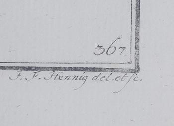 KOPPARSTICK, 2 st, kolorerade, 1800-tal.