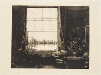 Axel Fridell · AXEL FRIDELL, "The window" (Ett Londonhem, Vauxhall, London), signerad.