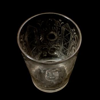 BÄGARE, glas, Tyskland, 1700-/1800-tal.