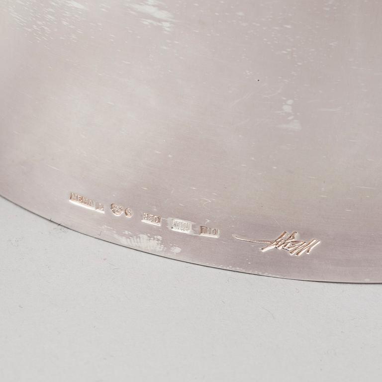 A candle holder in silver, unidentified designer, made by MEMA in linköping 1993. Weight 581 g.