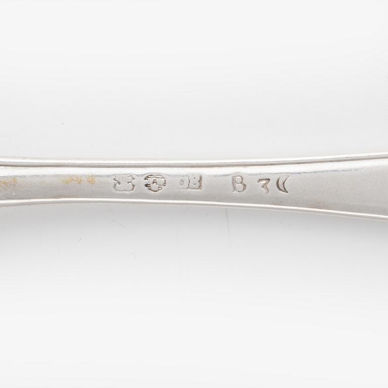 Skedar, 8 st, silver, Sverige 1800-tal.