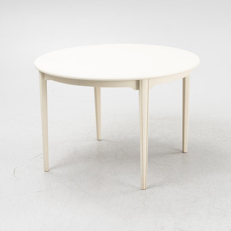 A Gustavian style table with four chairs, second half of the 20th century.