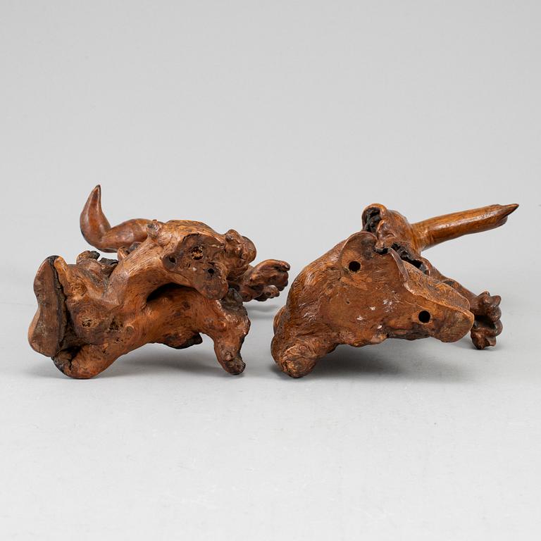 Two Chinese root sculptures, 20th century.