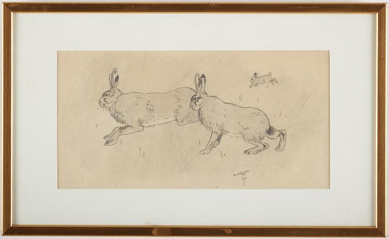 Axel Fridell, pencil drawing, signed and dated 1911.