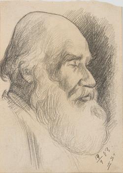 Santeri Salokivi, Teckningar, 5 st, Mansporträtt och Landskap.