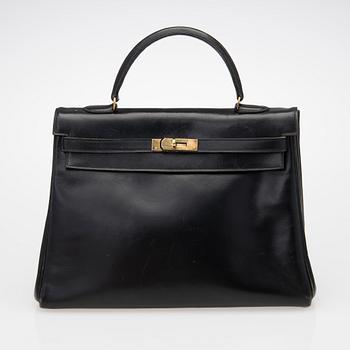 A Black 1970s Kelly 35 Bag.