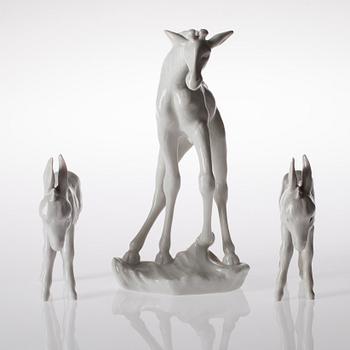 FIGURINER, 3 st, porslin, Meissen, Tyskland.