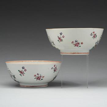A pair of 'European Subject' punch bowls, Qing dynasty, Qianlong (1736-95).