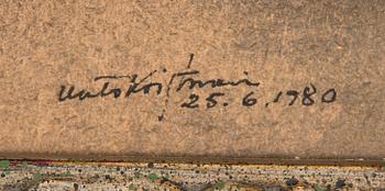 Unto Koistinen, muste, signeerattu ja päivätty 25.6.1980.