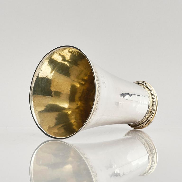A Swedish 18th century parcel-gilt silver beaker, mark of Gustaf Henning, Stockholm 1752.