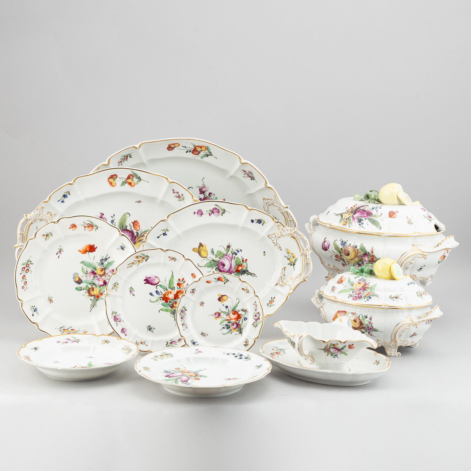 A rococo style dining service, 68 pcs, from Nymphenburg, Germany.