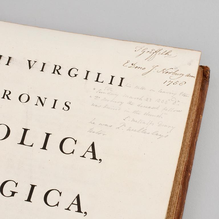 BOK,"Bucolica Georgica et Aeneis" av Publius Vergilius Maronis, Baskerville, Birmingham 1757.