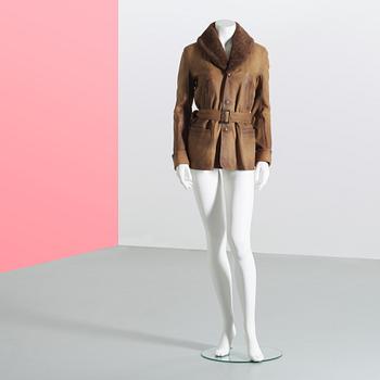 SKINNJACKA med PÄLSKRAGE , Ralph Lauren, storlek 4.