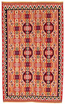 201. A BED COVER, double-interlocked tapestry (flat weave), ca 217 x 130,5 cm, Scania around 1830,