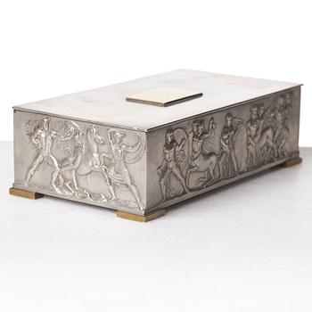 Herman Bergman's foundry, a pewter and brass box, Stockholm ca 1940.