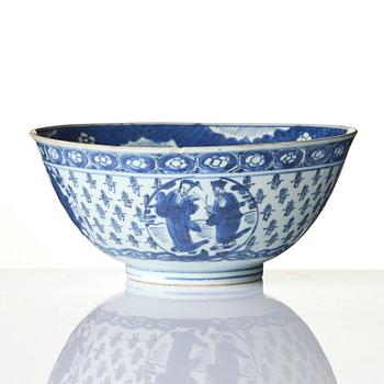 A blue and white 'immortals' bowl, Tianqi/Chongzhen 1620/30's.