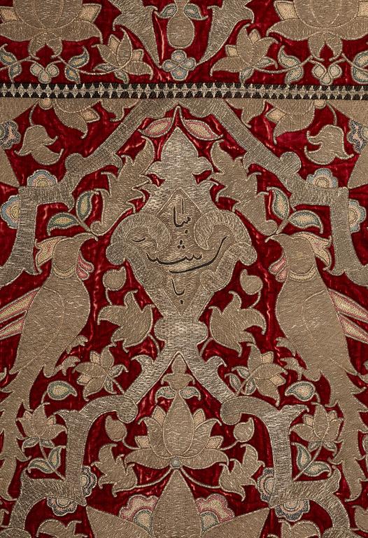 Broderi, antik persisk sammet, ca 150 x 103,5 cm, 1700 - 1800-tal.