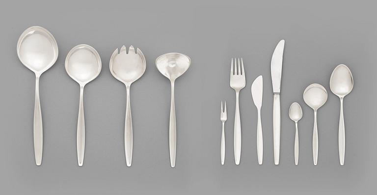 Tias Eckhoff, bestickuppsättning "Cypress", 60 delar, Georg Jensen, Köpenhamn, efter 1952.