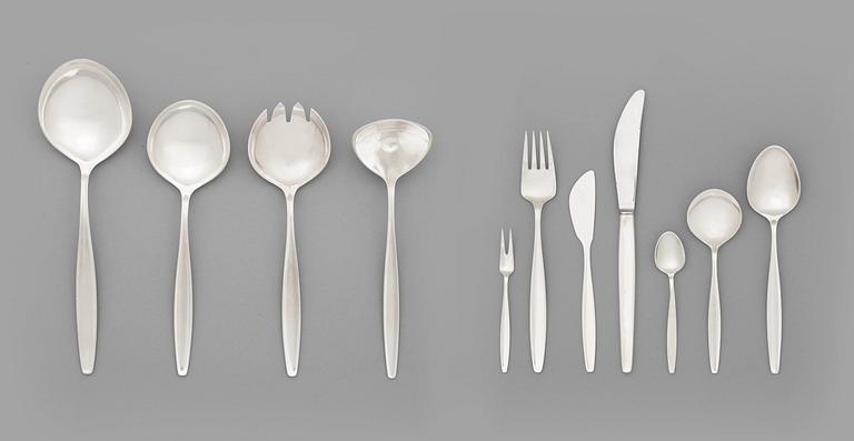 Tias Eckhoff, a 60 pcs set of 'Cypress' flatware by Georg Jensen, Copenhagen post 1952.