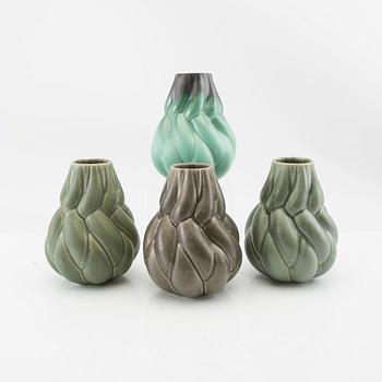 Lisa Hilland, vases 4 pcs "Eda" for Myltha, 21st century glazed stoneware.