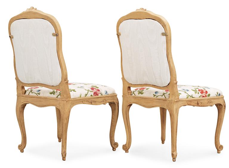 A pair of Swedish Rococo 18th century chairs.