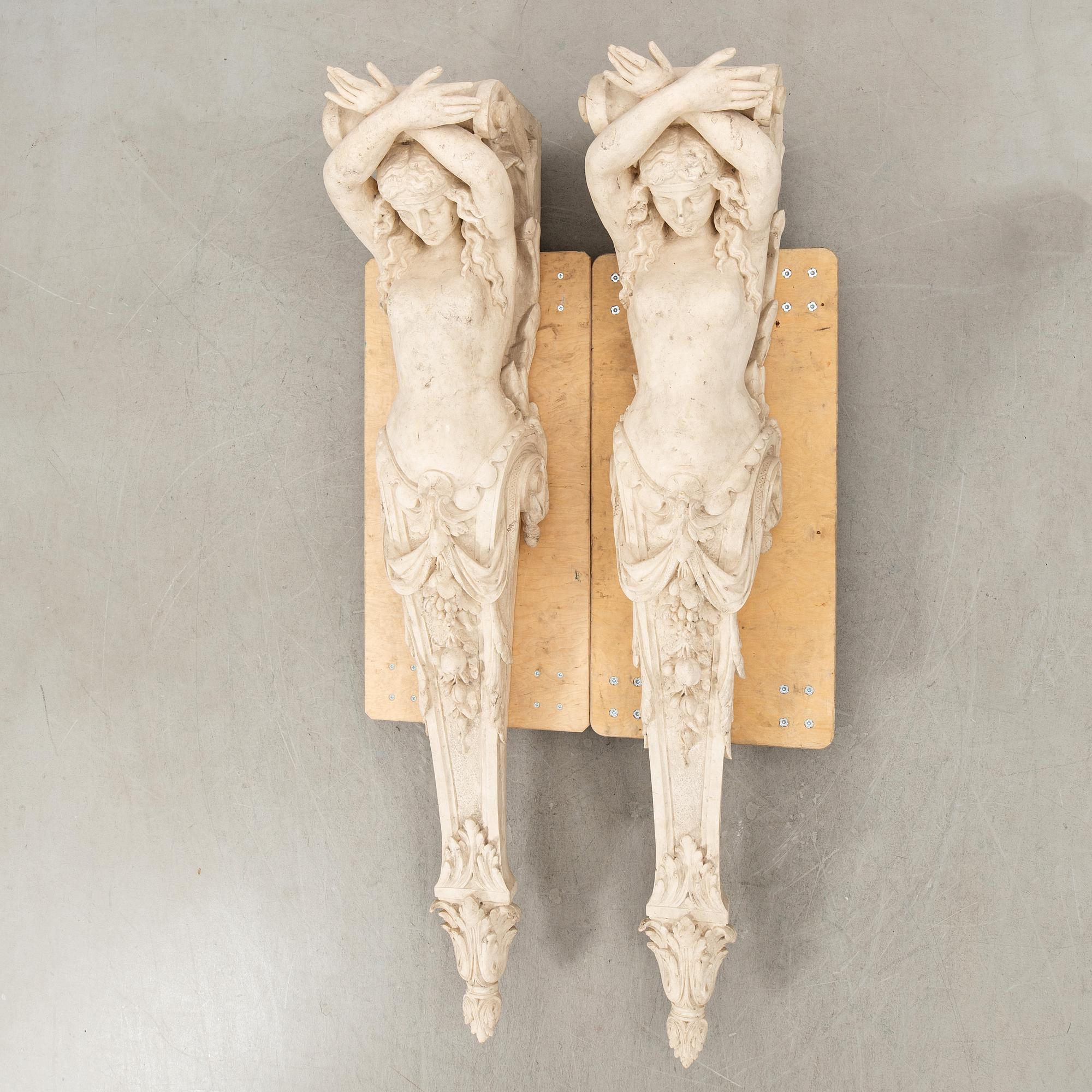 Pilasters a pair Antique style modern manufacture.