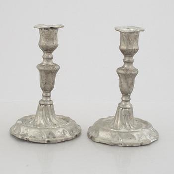 A pair of pewter candlesticks, mark of Lars Lundwall (active 1761-1780/82), Jönköping, Sweden.