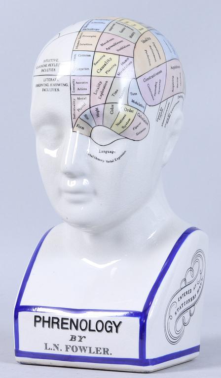 BYST, porslin, märkt "PHRENOLOGY BY L.N. FOWLER", 1900/2000-tal.