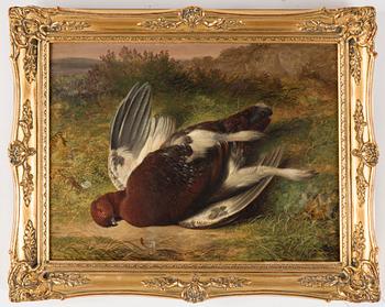 An Abel Hold painting, oil on canvas, signed and dated on the verso 1860.