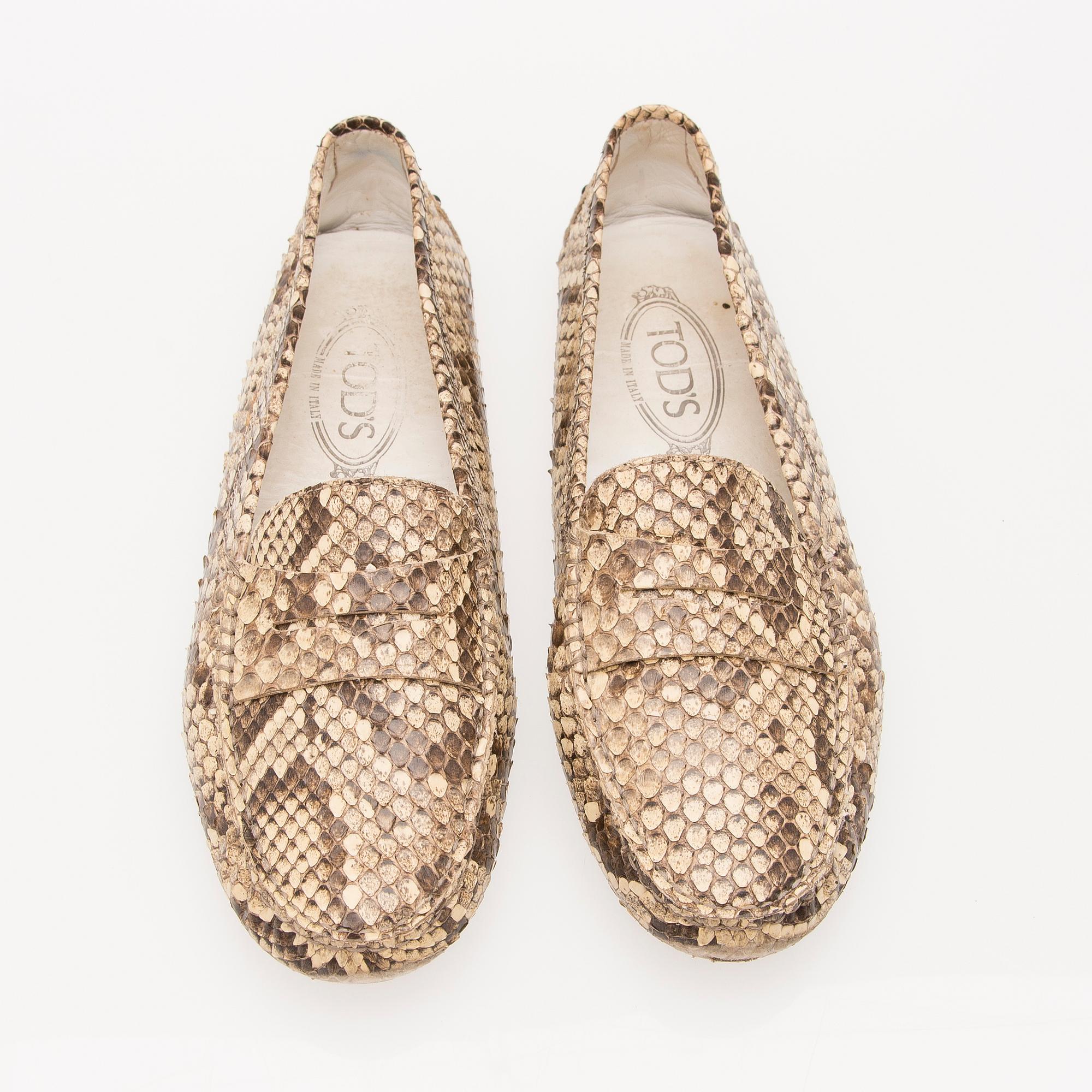 Tod's snakeskin loafers discount