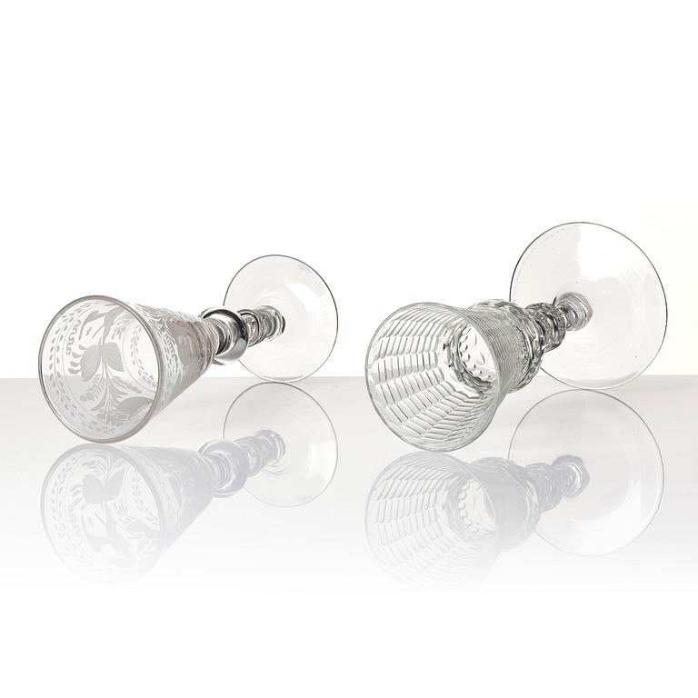 A german cut glass beaker, and a an engraved beaker, 18th century.