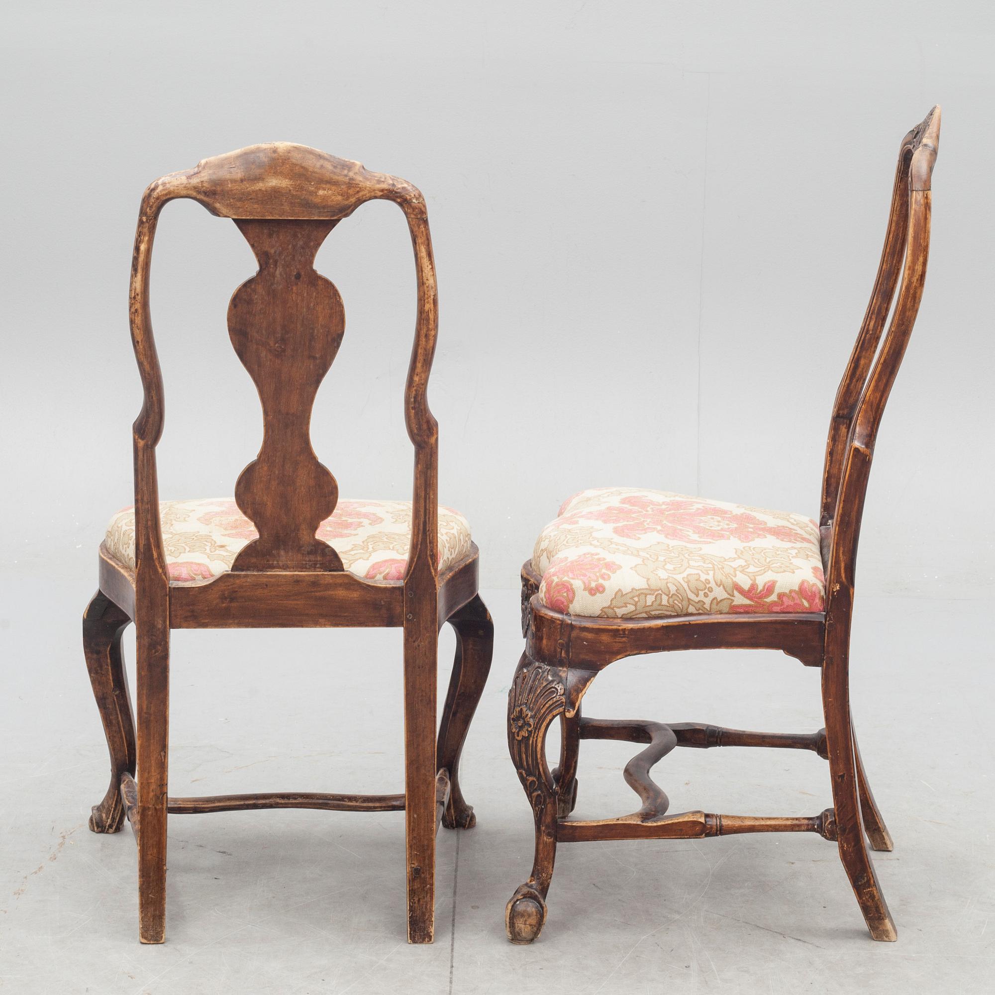 STOLAR, 2 st snarlika, rokoko, 1700-talets mitt.