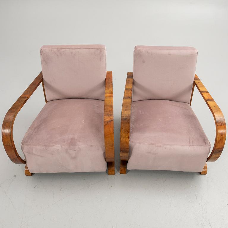 Armchairs, a pair, Art Deco style, 20th century.