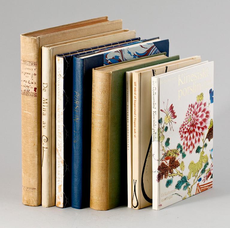 BOKPARTI, 8 st, konst och konsthantverk, "Kinesiskt porslin och dess förhistoria" av Bo Gyllensvärd, 1977.