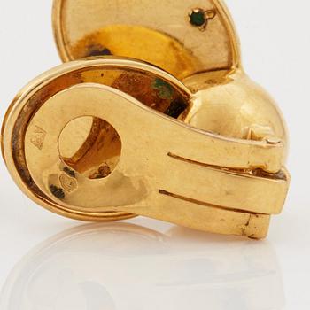 A pair of 1950/60's earrings in the shape of ladybirds set with cabochon cut turquoises, by Boucheron.