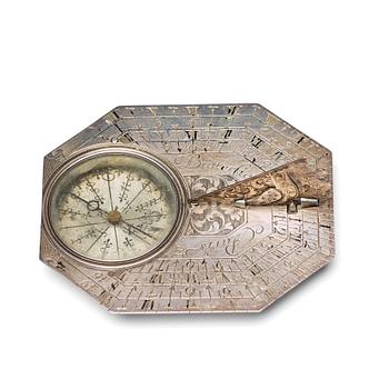 A travel sundial, Butterfield, Paris, 18th century,