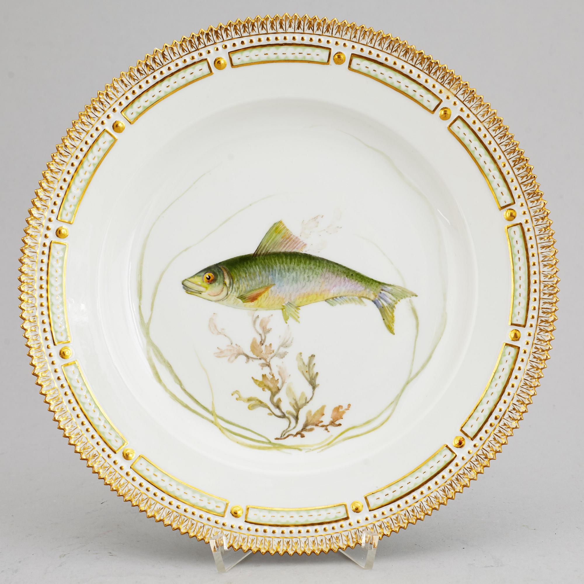 ROYAL COPENHAGEN, tallrikar, sex stycken, porslin. "Fauna Danica", Kunglig Dansk, 1900-tal.