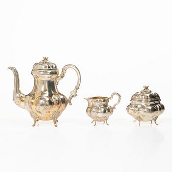 Kaffeservis, 3 delar, silver, Tyskland 1900-tal. Nyrokoko.