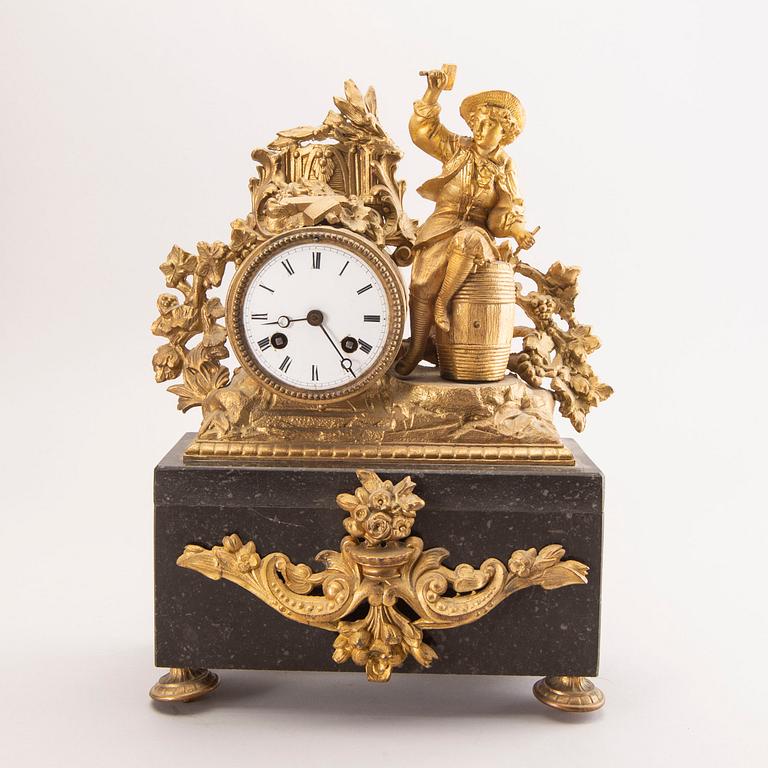 A Neo Rococo bronzed table clock.