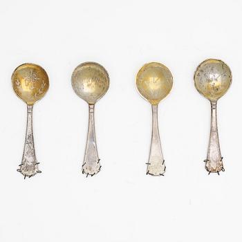 Guldsmed S Petersson i Söderhamn Ab, skedar, 4 st, sterlingsilver, Bollnäs, bl a 1989.